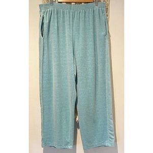 Alfred Dunner Velour Pants SZ 18 Light Blue Pull On Elastic Waist Grannycore Y2k